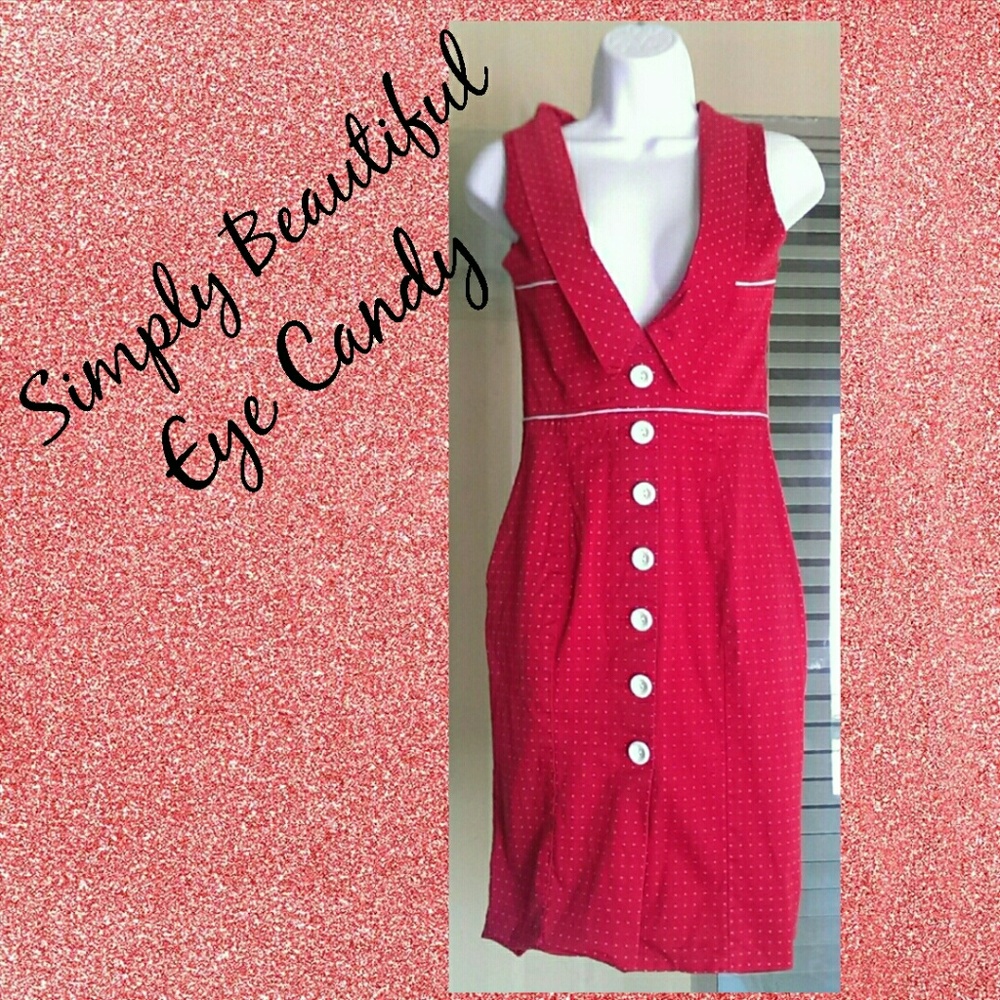 bebe Red Pok-A-DOT DRESS